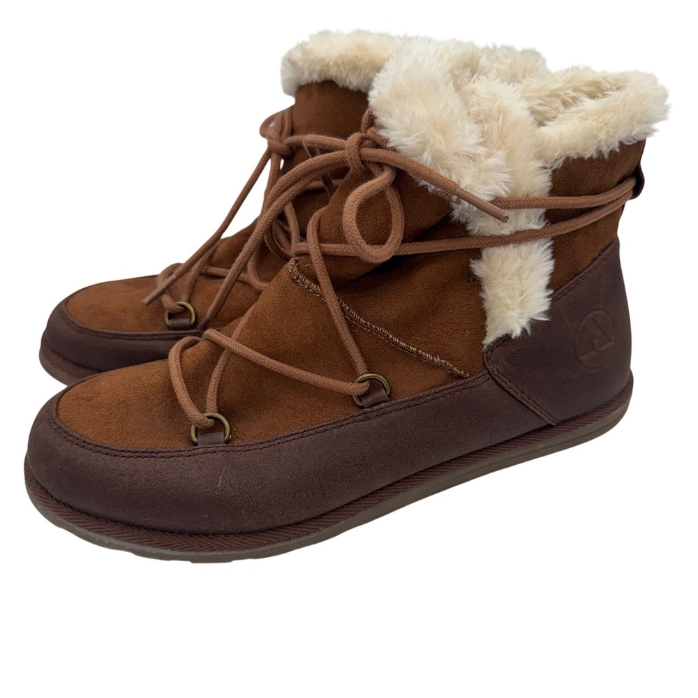 Airwalk Womens Brown Faux Fur Lined Lace Up Ankle Boots Size 10 163848